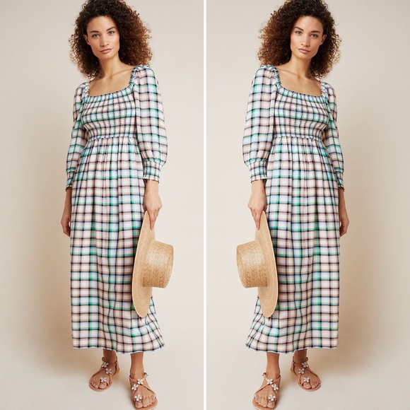 ANTHROPOLOGIE Cerie Smocked Midi Dress by Maeve NWT - Picture 1 of 12